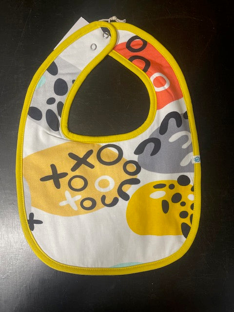 Pebbles Bib with sunny dandelion trim