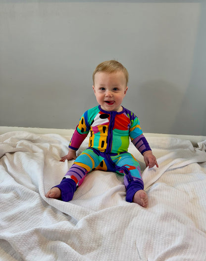 Pandi Onesie with perfect plum trim