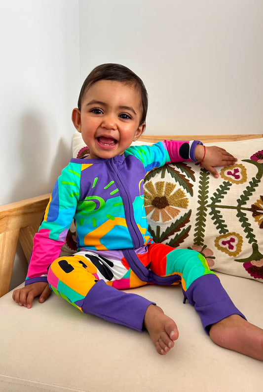 Pandi Onesie with perfect plum trim