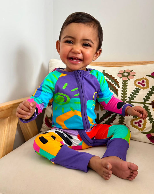 Pandi Onesie with perfect plum trim