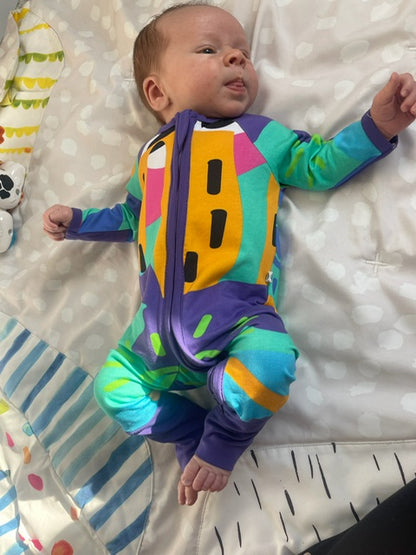 Pandi Onesie with perfect plum trim