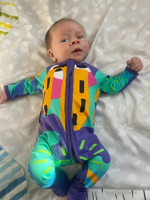 Pandi Onesie with perfect plum trim